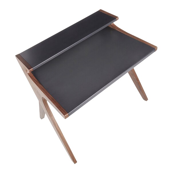 Lumisource Archer Desk in Walnut Wood with Grey Wood Top - OFD-ARCHER WLGY