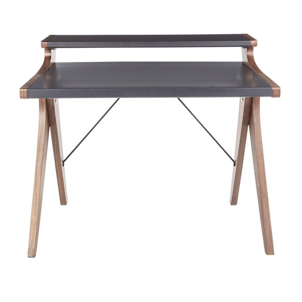 Lumisource Archer Desk in Walnut Wood with Grey Wood Top - OFD-ARCHER WLGY