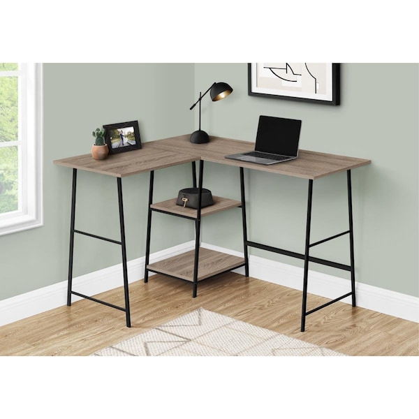 Daphnes Dinnette 48 in. Dark Taupe Top & Black Metal Corner Computer Desk - DA3061509