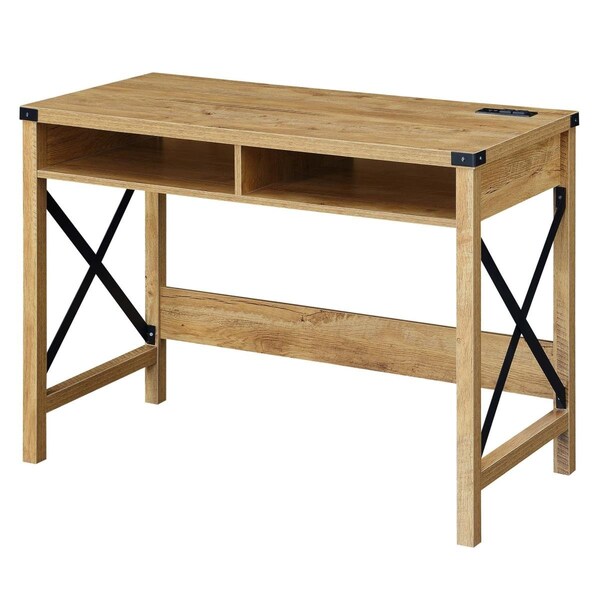 Convenience Concepts 42 in. Durango Desk with Charging Station, Light English Oak - 162436EO