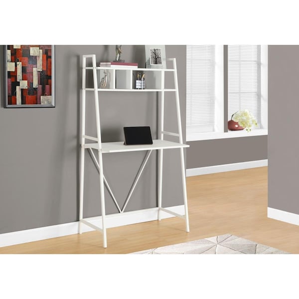 Gfancy Fixtures 60.25 in. White MDF & White Metal Computer Desk - GF3092650