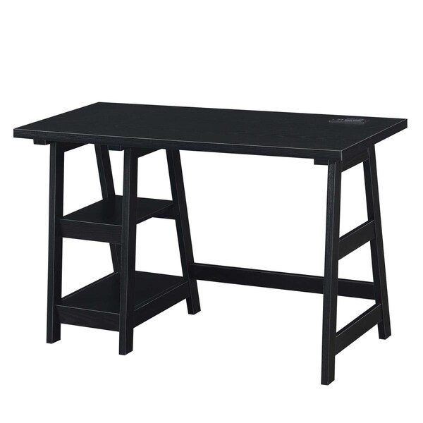 Convenience Concepts 47 x 20.25 x 29.25 in. Designs2Go Trestle Desk with Charging Station - 090117BLEL