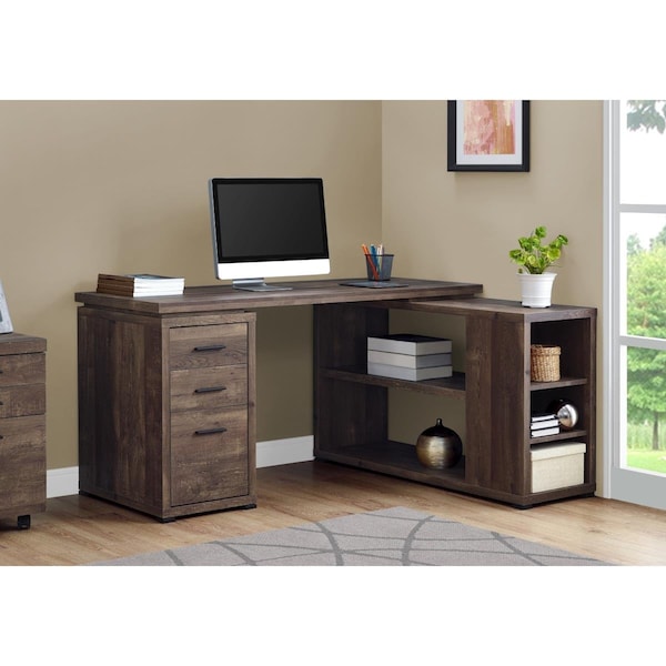 Homeroots 29 in. Brown Reclaimed Wood Particle Board Hollow Core & MDF Computer Desk - 333521