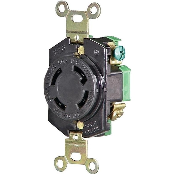 Eaton Wiring Devices Single Receptacle, 3 -Pole, 125/250 V, 30 A, Back and Side Wiring, NEMA: NEMA L14-30 - L1430R