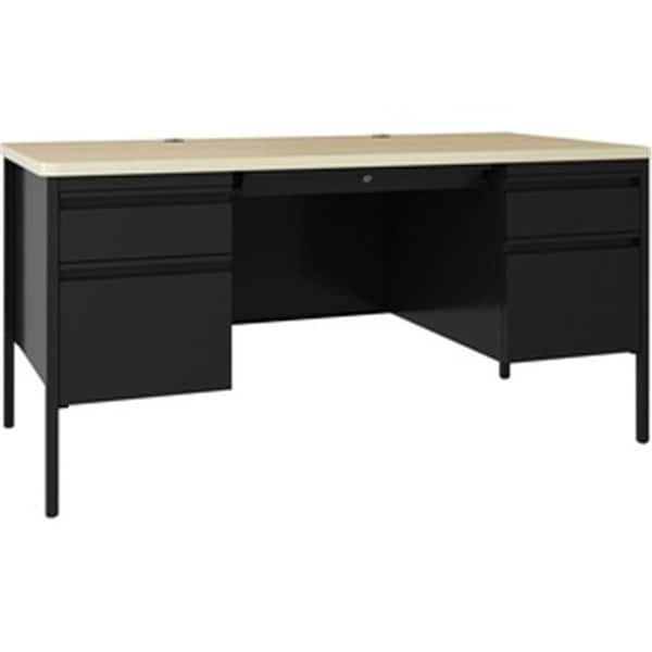 Lorell 30 x 60 in. Double-Pedestal Teachers Desk, Black & Maple - LLR03155