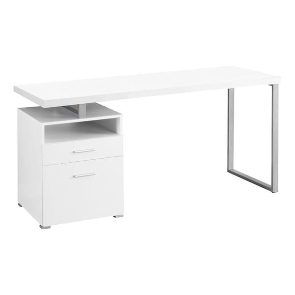 Monarch Specialties Computer Desk, Home Office, Laptop, Left, Right Set-up, Storage Drawers, 60"L, Work, Metal, White - I 7144