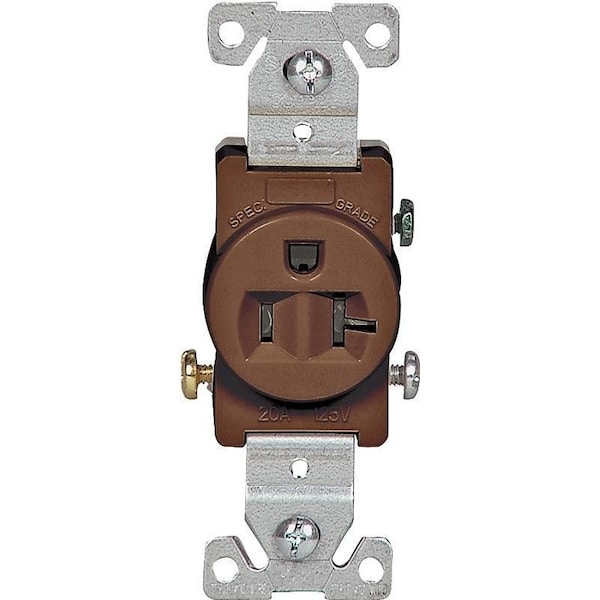Eaton Wiring Devices Single Receptacle, 2 -Pole, 125 V, 20 A, Side Wiring, NEMA: NEMA 5-20R, Brown - 1877B-BOX