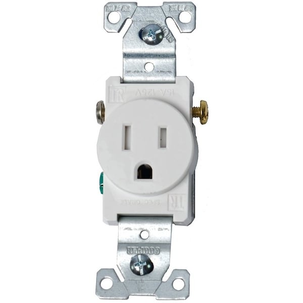 Eaton Wiring Devices Single Receptacle, 2 -Pole, 125 V, 15 A, Side Wiring, NEMA: NEMA 5-15R, White - TR817W-BOX