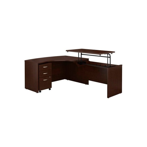 Bush Ind Bush Furniture 60inW Right Hand 3 Position Sit-Stand L-Desk - Mocha Cherry - Series C - SRC128MRSU