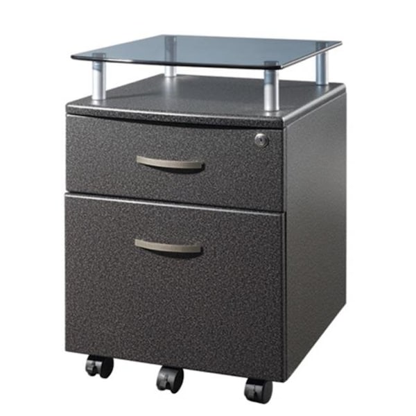 Techni Mobili Techni Mobili RTA-S06-GPH06 Rolling Glass Top File Cabinet - Graphite - RTA-S06-GPH06