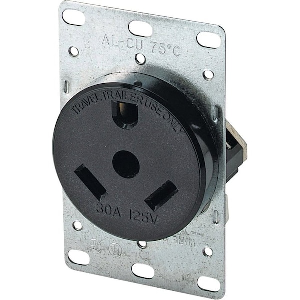 Eaton Wiring Devices 1263-BOX Power Receptacle, 2 -Pole, 125 V, 30 A, NEMA: NEMA TT-30R, Brown - AH1263BK-BOX