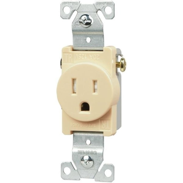 Eaton Wiring Devices Single Receptacle, 2 -Pole, 125 V, 15 A, Side Wiring, NEMA: NEMA 5-15R, Ivory - TR817V-BOX