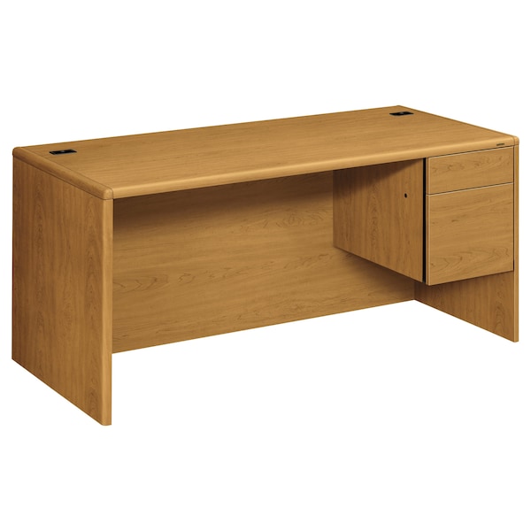 Hon Pedestal Desk L Desk, 3/4 Right Pedestal, 30 in D X 29.5" H, 66" W X Woodgrain Laminate, Harvest - H10783R.CC