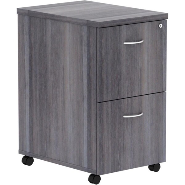 Lorell 2 Drawer Weathered Charcoal Laminate Pedestal Desking, Charcoal Gray - 16 x 22 x 28.3 in. - LLR69561