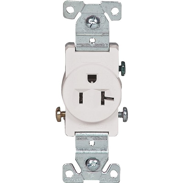 Eaton Wiring Devices Single Receptacle, 2 -Pole, 125 V, 20 A, Side Wiring, NEMA: NEMA 5-20R, White - 1877W-BOX