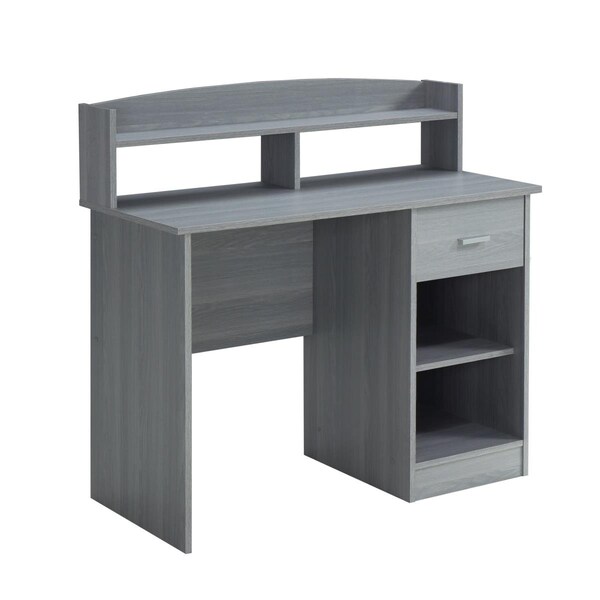 Techni Mobili Modern Office Desk with Hutch, Grey - RTA-8409-GRY