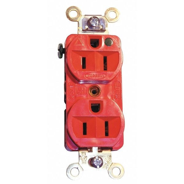 Hubbell 15A Duplex Receptacle 125VAC 5-15R RD - IG8200R