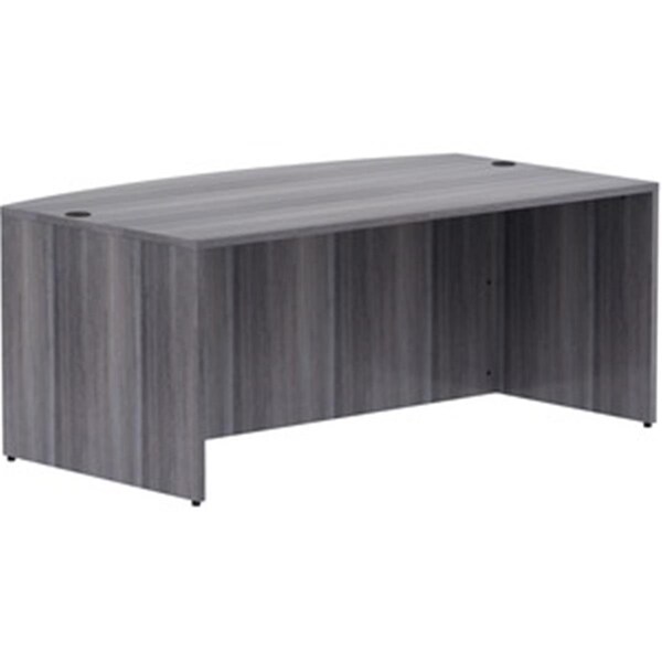 Lorell 71 x 36 in. Bow Weathered Charcoal Laminate Desking - LLR69591