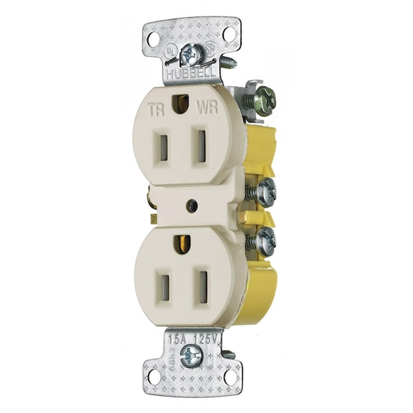 Hubbell Wiring Device-Kellems TradeSelect, Straight Blade Devices, Residential Grade, Receptacles, Weather and Tamper Resistant Duplex, 15A 125V, 5-15R - RR15SLAWRTR