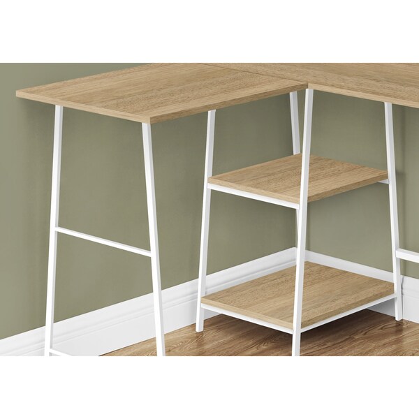 Monarch Specialties Computer Desk, Home Office, Corner, Storage Shelves, 48"L, L Shape, Work, Laptop, Metal, Natural - I 7597