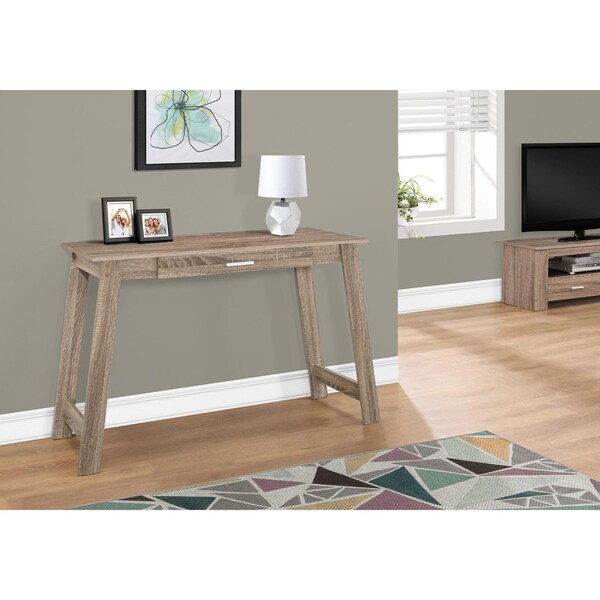 Homeroots 29.25 in. Dark Taupe Particle Board & Laminate Computer Desk with a Storage Drawer - 333403