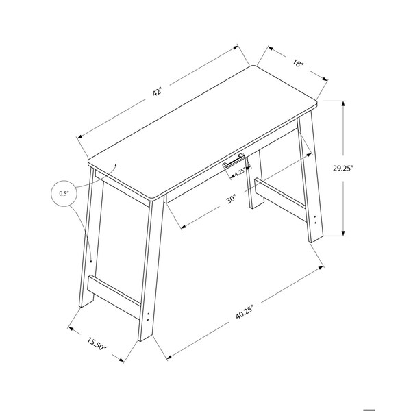 Homeroots 29.25 in. Dark Taupe Particle Board & Laminate Computer Desk with a Storage Drawer - 333403