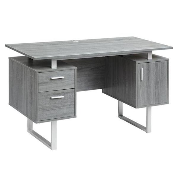Techni Mobili Techni Mobili RTA-7002-GRY Modern Office Desk with Storage; Grey - 29.75 x 51.25 x 23.25 in. - RTA-7002-GRY