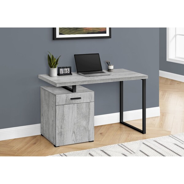 Monarch Specialties Computer Desk, Home Office, Laptop, Left, Right Set-up, Storage Drawers, 48"L, Work, Metal, Grey - I 7763
