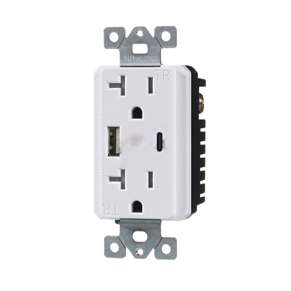 American Imaginations 20 AMP Rectangle White Electrical Receptacle Plastic-Aluminum - AI-36849