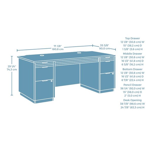 Worksense By Sauder 35.43 in D X 29.25 in H, 71.18 in W X Engineered wood - 427796