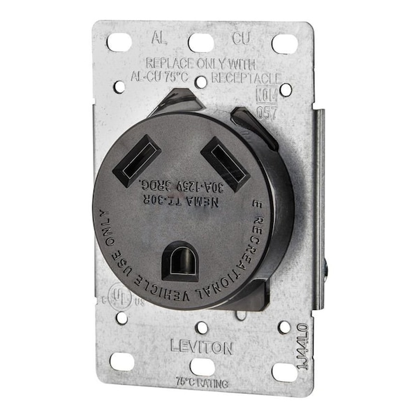 American Imaginations 30 AMP Round Black Electrical Receptacle Plastic-Aluminum - AI-36860