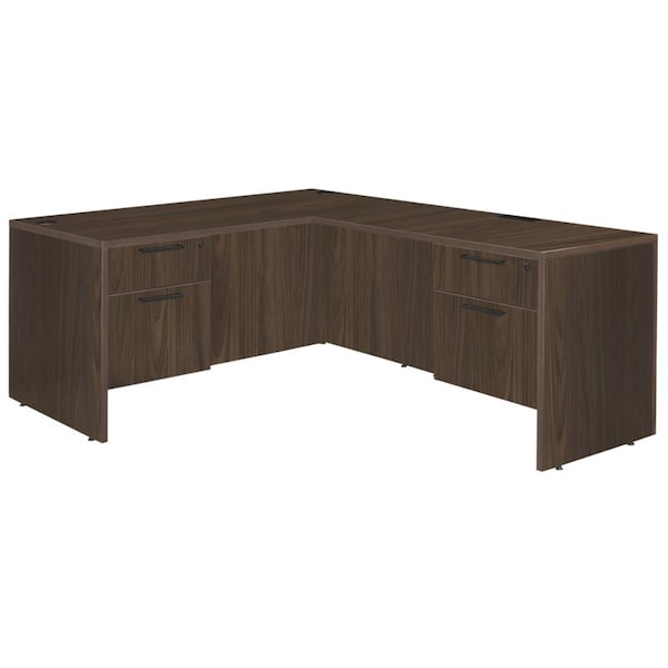 Regency Legacy 66 x 77'' L Desk with Double Pedestal Drawer Unit, Neo Walnut - LLD663047NW