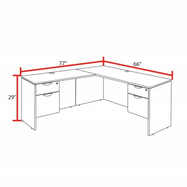 Regency Legacy 66 x 77'' L Desk with Double Pedestal Drawer Unit, Neo Walnut - LLD663047NW