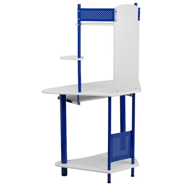 Flash Furniture Computer Desk Corner Computer Desk w/Hutch, Blue, 24" D X 57" H, 39" W X Laminate, Blue and White - NAN-JN-2705-BL-GG