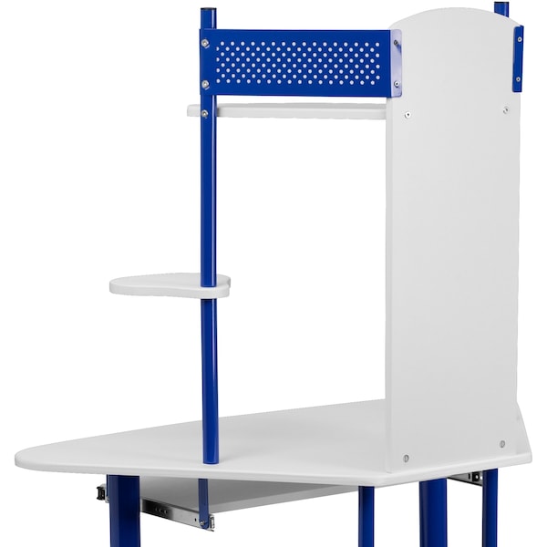 Flash Furniture Computer Desk Corner Computer Desk w/Hutch, Blue, 24" D X 57" H, 39" W X Laminate, Blue and White - NAN-JN-2705-BL-GG