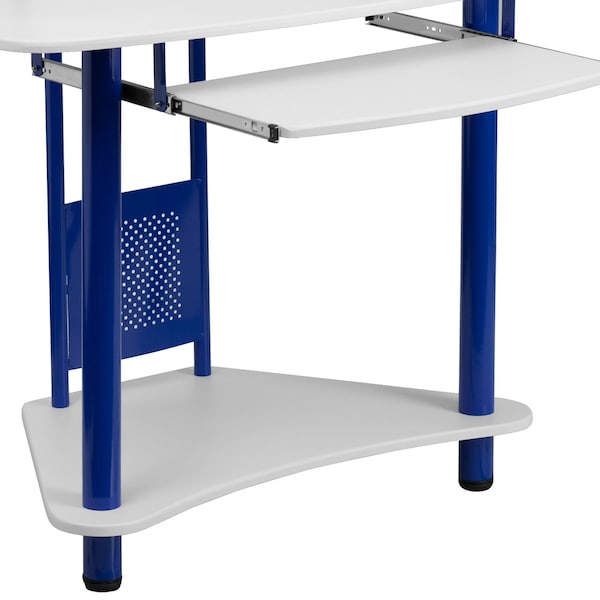 Flash Furniture Computer Desk Corner Computer Desk w/Hutch, Blue, 24" D X 57" H, 39" W X Laminate, Blue and White - NAN-JN-2705-BL-GG
