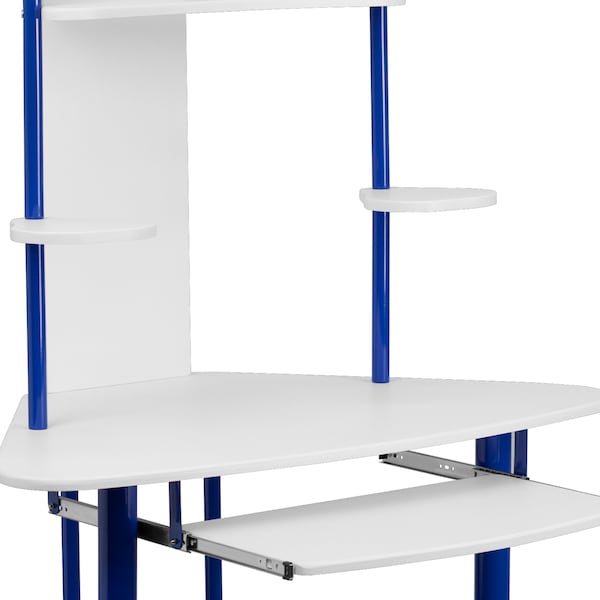 Flash Furniture Computer Desk Corner Computer Desk w/Hutch, Blue, 24" D X 57" H, 39" W X Laminate, Blue and White - NAN-JN-2705-BL-GG