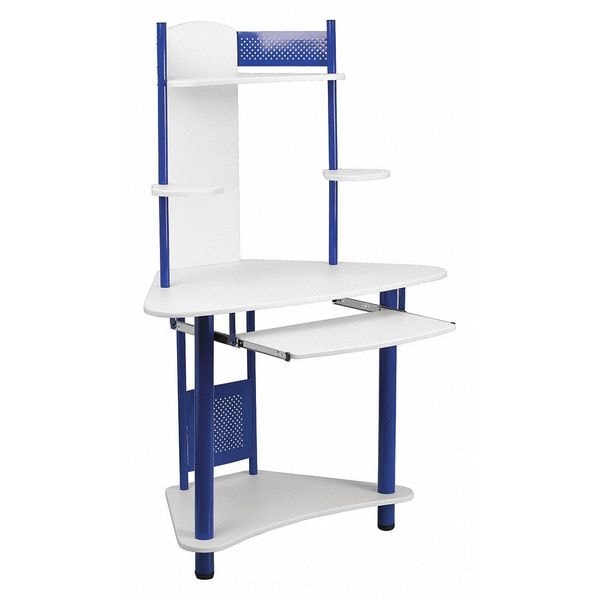 Flash Furniture Computer Desk Corner Computer Desk w/Hutch, Blue, 24" D X 57" H, 39" W X Laminate, Blue and White - NAN-JN-2705-BL-GG