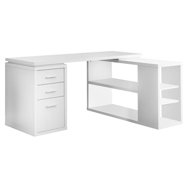 Monarch Specialties Computer Desk, Home Office, Corner, Storage Drawers, L Shape, Work, Laptop, Laminate, White - I 7023