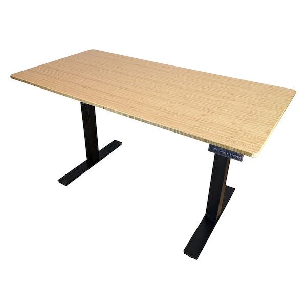 Uncaged Ergonomics RiseUpElectricStandingDesk60X30"BambooDesktopSitStandOffice, Rubb - RUBB