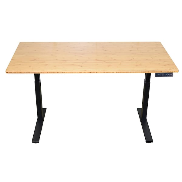 Uncaged Ergonomics RiseUpElectricStandingDesk60X30"BambooDesktopSitStandOffice, Rubb - RUBB