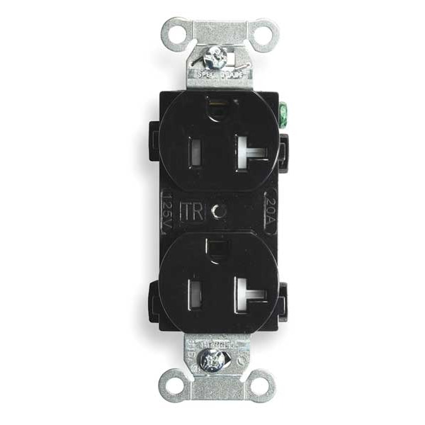 Hubbell Wiring Device-Kellems 20A Duplex Receptacle 125VAC 5-20R BK - CR20BLKTR