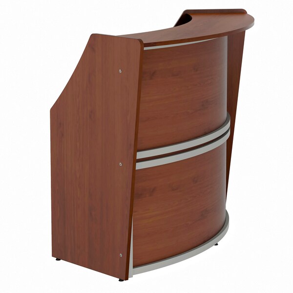 Linea Italia Curved Reception Desk with Counter, 72 inW x 32 inD x 46 inH, Gray/Cherry - ZUC290
