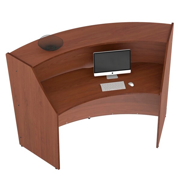 Linea Italia Curved Reception Desk with Counter, 72 inW x 32 inD x 46 inH, Gray/Cherry - ZUC290