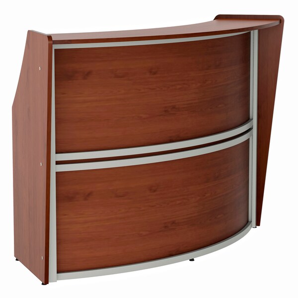 Linea Italia Curved Reception Desk with Counter, 72 inW x 32 inD x 46 inH, Gray/Cherry - ZUC290
