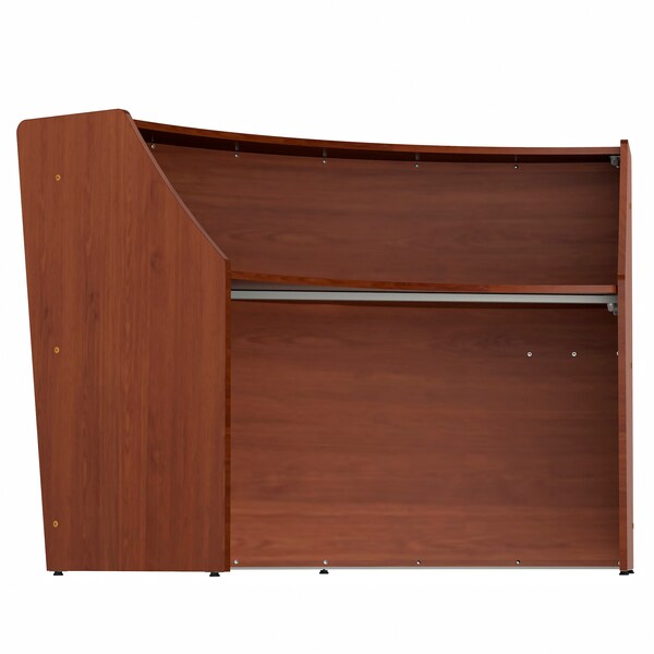 Linea Italia Curved Reception Desk with Counter, 72 inW x 32 inD x 46 inH, Gray/Cherry - ZUC290