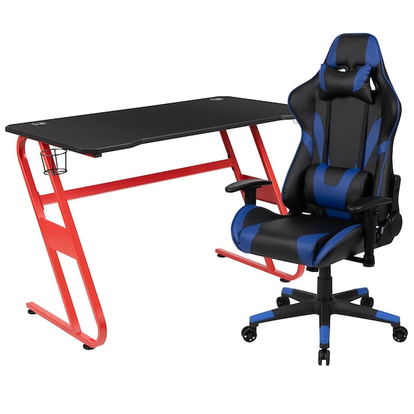 Flash Furniture Red Gaming Desk-Cup Holder/Reclining Chair Set - BLN-X20RSG1030-BL-GG