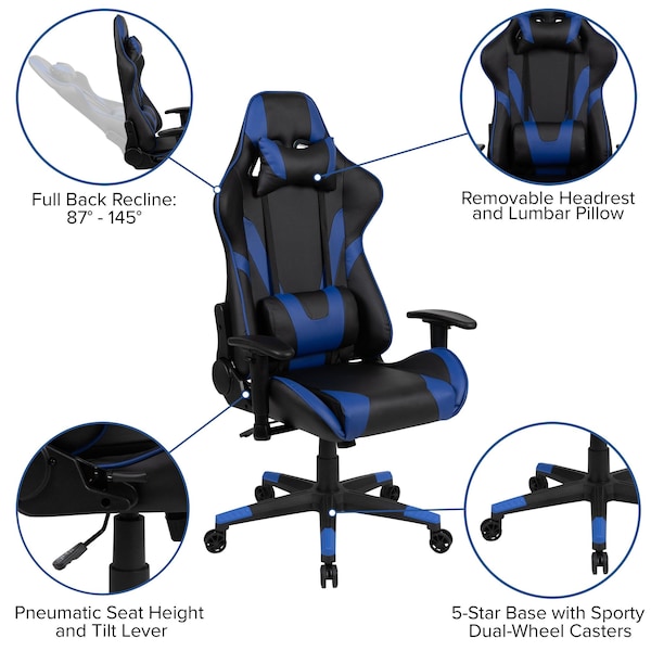 Flash Furniture Red Gaming Desk-Cup Holder/Reclining Chair Set - BLN-X20RSG1030-BL-GG