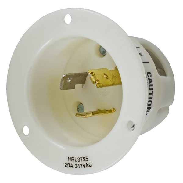 Hubbell Wiring Device-Kellems LKG FLG INT, 20A 2P3W, 347V, L24-20P, WH - HBL3725