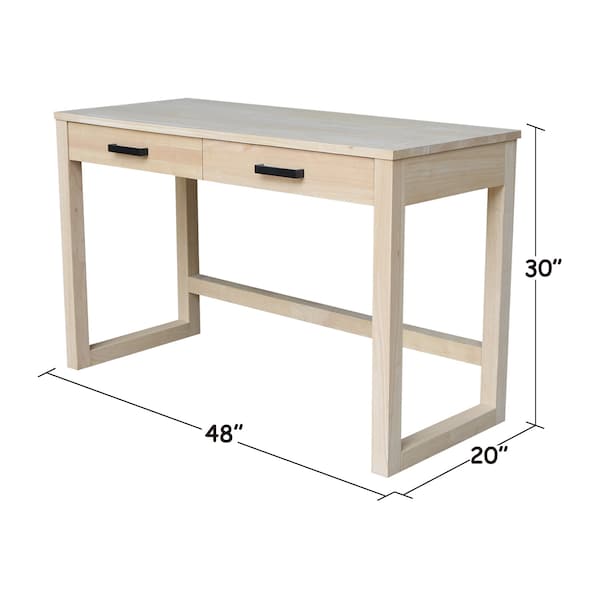 International Concepts Carson Solid Wood Desk with 2 Drawers - Unfinished - OF-71